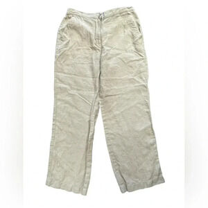 L.L.  Bean Linen Oatmeal Straight Leg Pants Size 12